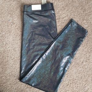 NWT PINK Metallic Retro Leggings